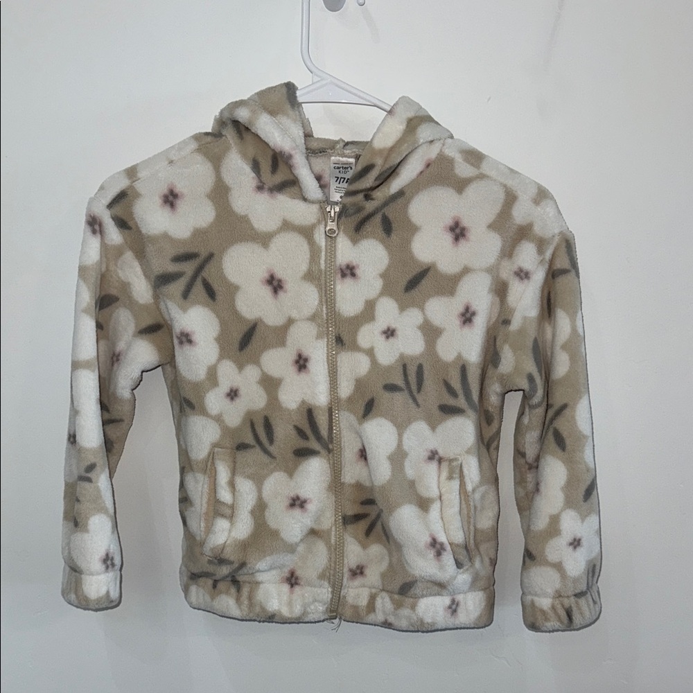 Carter's Floral Kids Hoodie - Cream and Tan